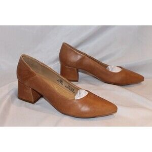Nisolo Women's Suede Fiorela Go-To Mid Block Heels Shoes $180 Caramel 6 NIB
